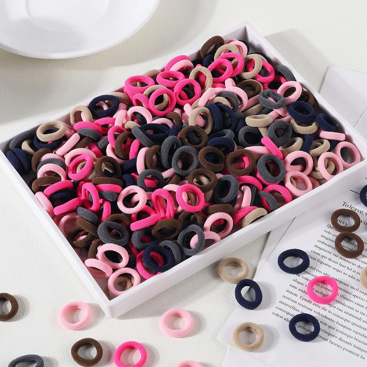 100PCS New Basic Nylon Ealstic Hair Ties for Girls Colorful Hair Band Ponytail Holder Scrunchie Rubber Band Kid Hair Accessories 1