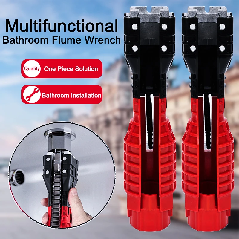 

18 In 1 Foldable Water Pipe Wrench Double End Basin Bottom Pliers Sleeve Bathroom Faucet Sink Installation and Maintenance Tool