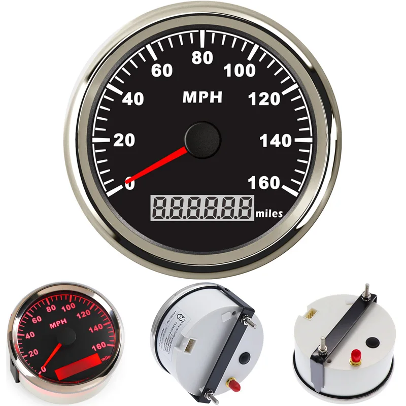 

Free Shipping Auto Instrument Panel Gauges Gps Speedometers 85mm 0-160MPH White Speed Indicators with Antenna for Car Boat Truck