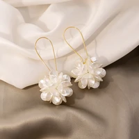 2PC Women’s Fashion Trend DIY Pearl Petal Ball Earrings Outdoor Travel Carnival Banquet Party Holiday Dressing Gifts