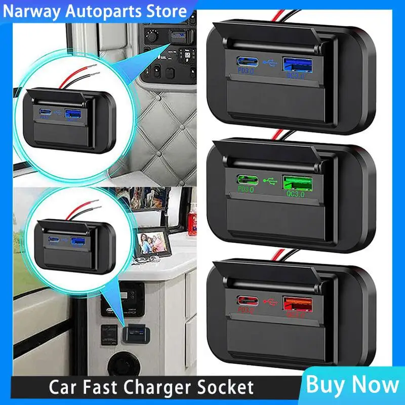 30W 2-Port Quick Charge 3.0 and USB-A Car Fixed Install Charger (sku 57104)