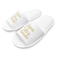 Spanish Letters "novia" & "dama de honor" Embroidery Cozy Slippers Home Indoor Flats For Bride & Bridesmaids, Wedding Party - Image 2