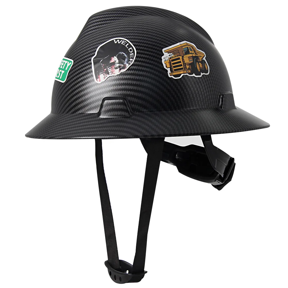Full Brim Safety Helmet Construction Work Cap Lightweight ABS Protective Hard Hat ANSI Hard Hat w/ 50Pcs Waterproof DIY Stickers