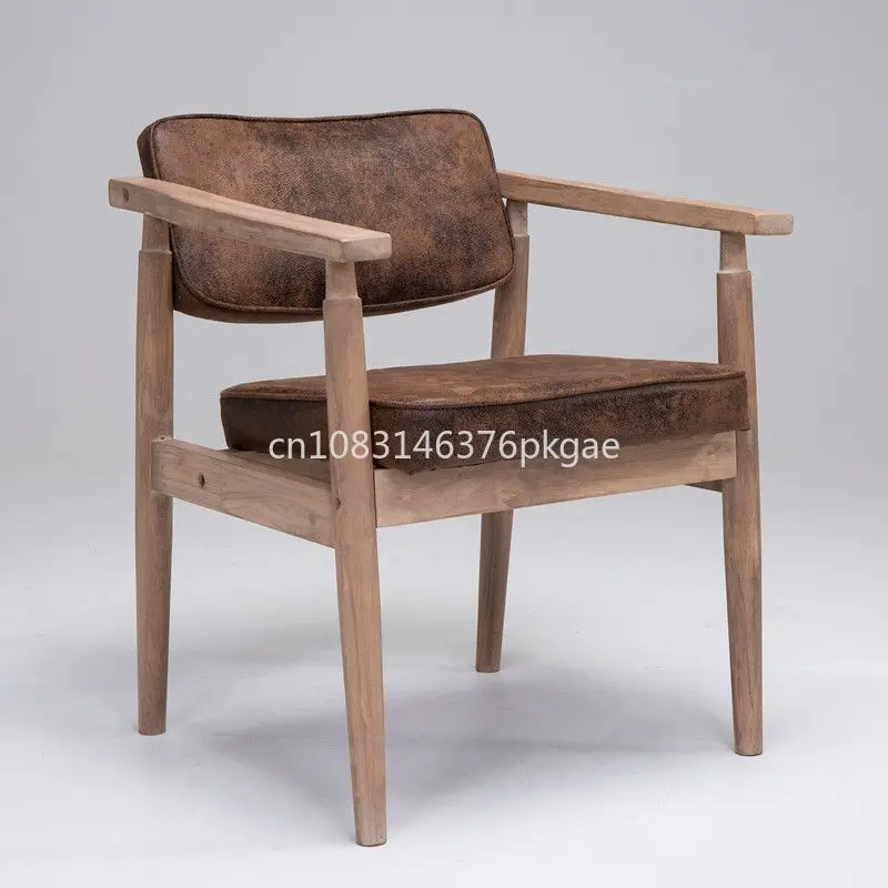 

Solid Wood Retro Simple Backrest Chair Home European Study Leisure Chair Furniture
