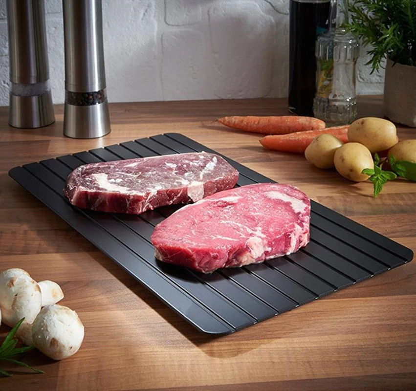 

Defrosting Tray Dishwasher Safe Large Thawing Plate with Drip Tray Set Non-Stick Coated Thawing Board For Frozen Meat and Food