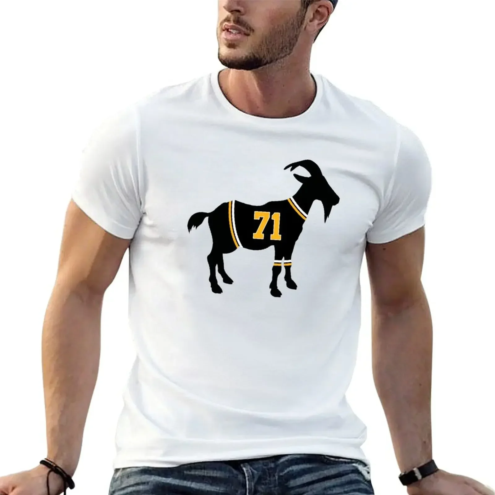 Evgeni Malkin Goat T-Shirt Summer Clothes Heavyweights Anime Clothes Plain T-Shirt Men