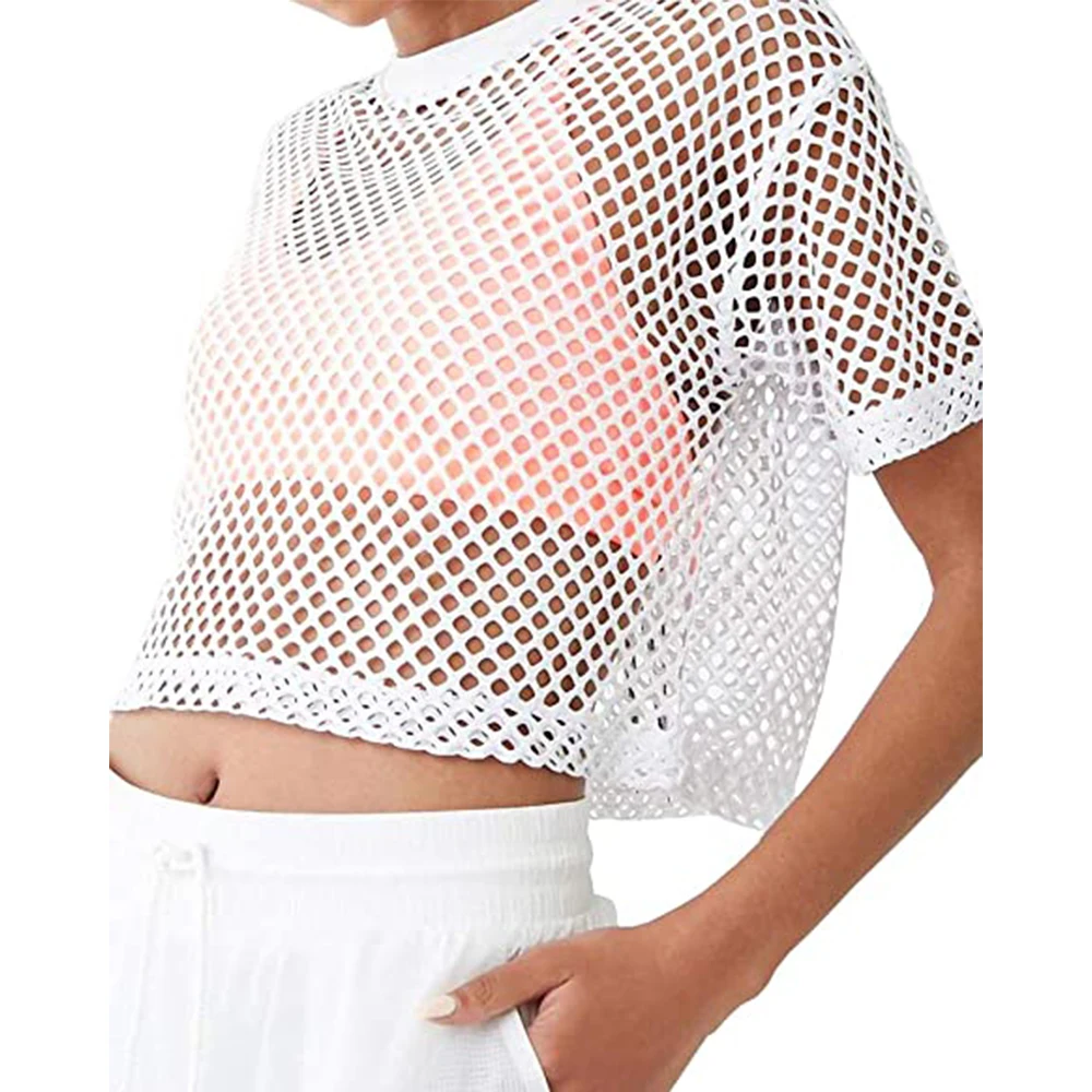 

100% Brand New Women Fishnet Tank T-Shirt Blouse Casual T-Shirt Crop Tops See Through Blouse Sexy Fishnet Tank