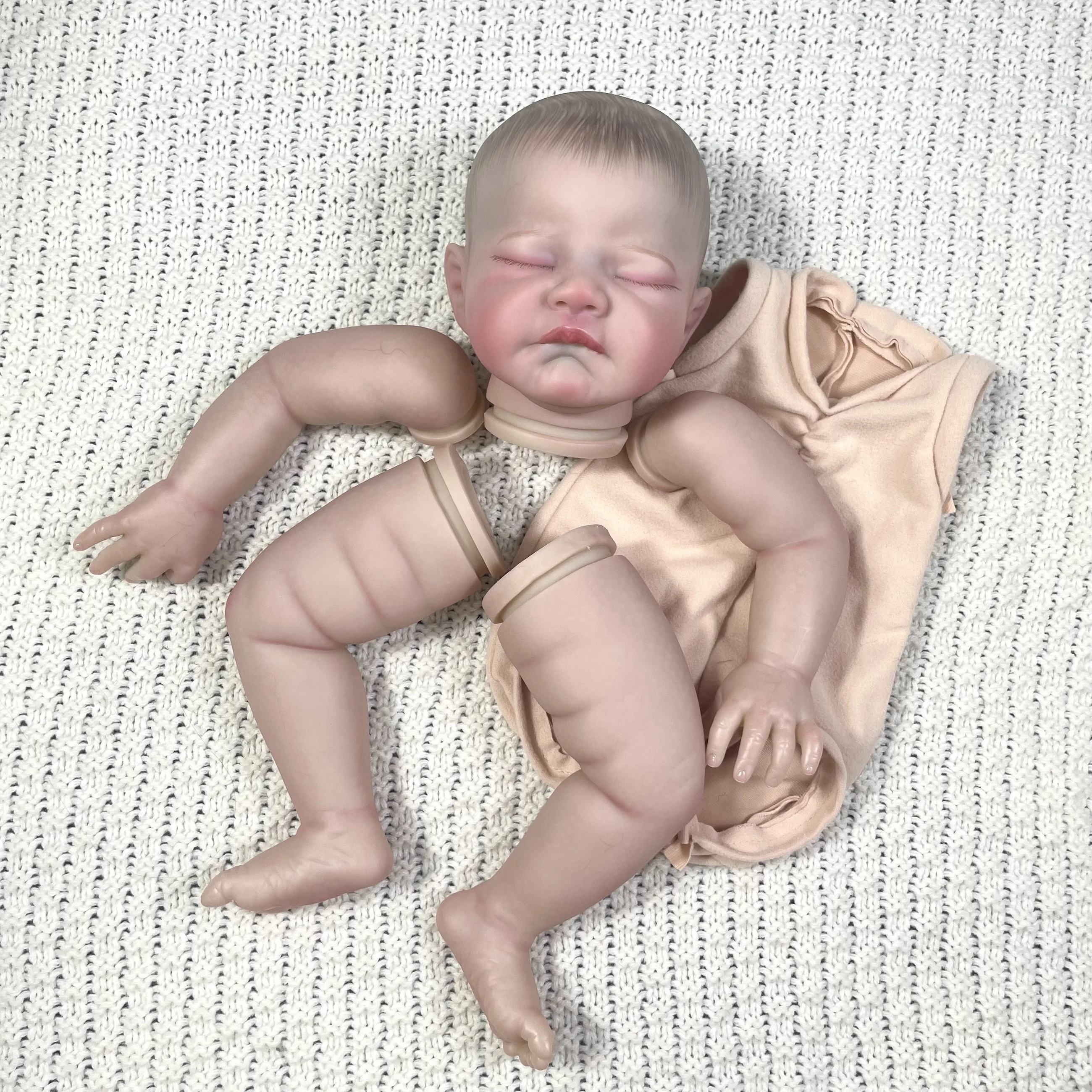 MRB 20inch Already Painted Reborn Doll Parts August Sleeping Baby 3D Painting with Visible Veins Cloth Body Included 4