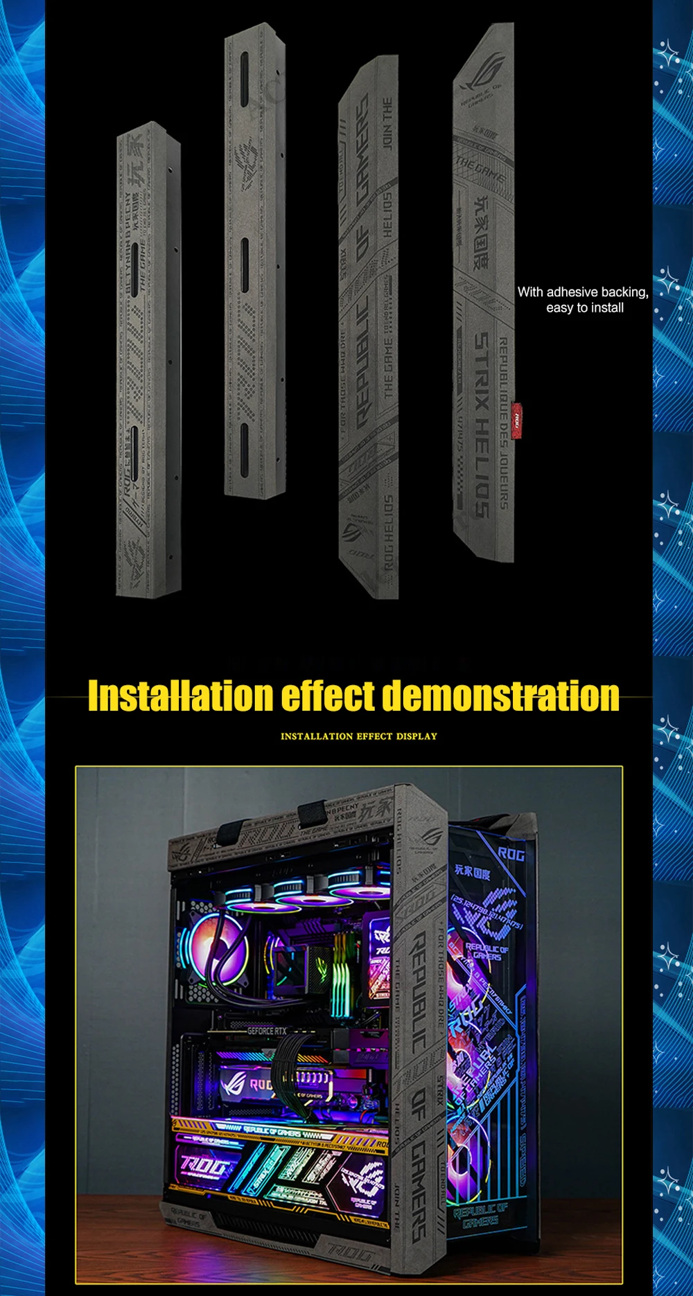 backplate 4 em 1 para rog strix