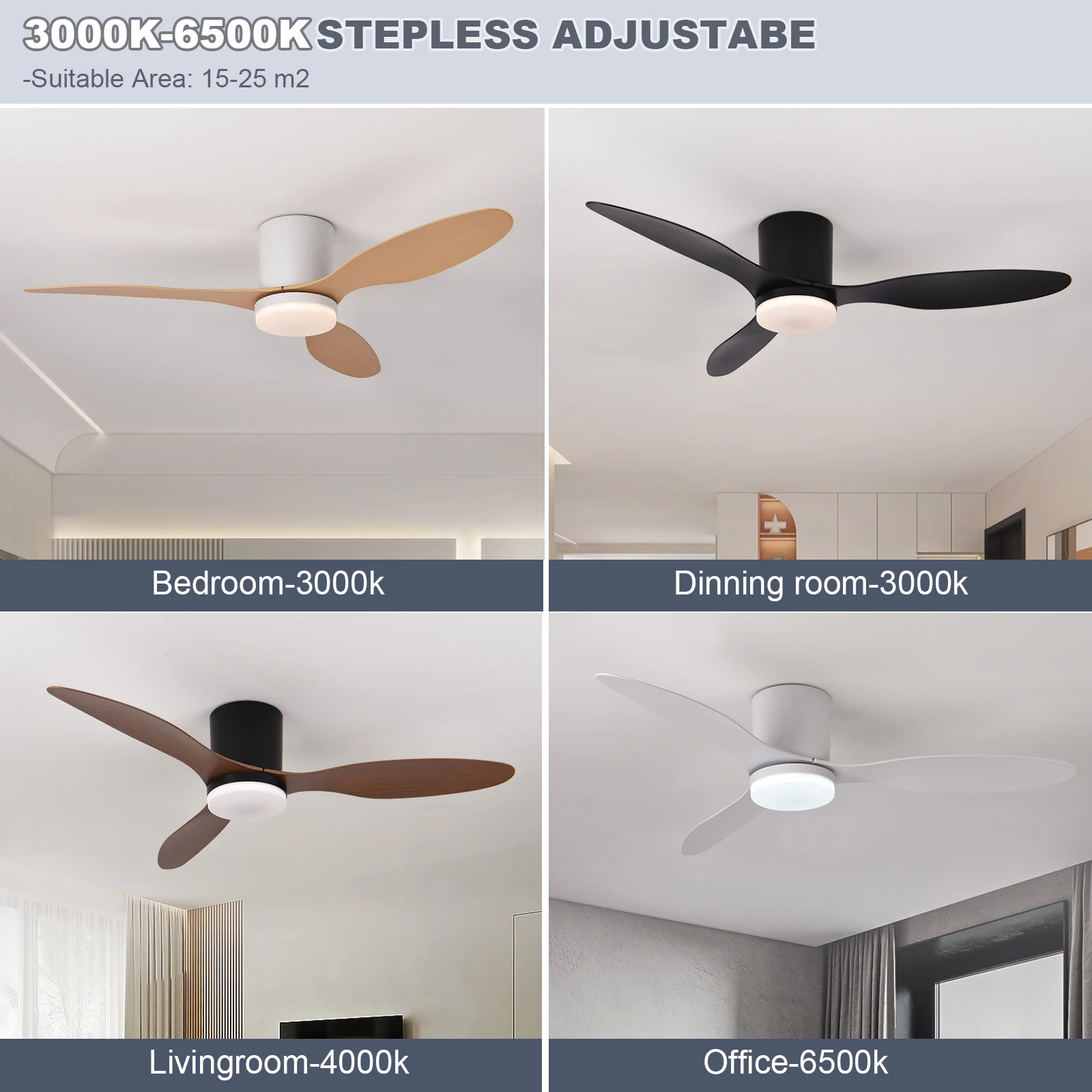 Modern Low Floor DC Motor Ceiling Fans With Remote Control Ceiling Fan Light Home Fan