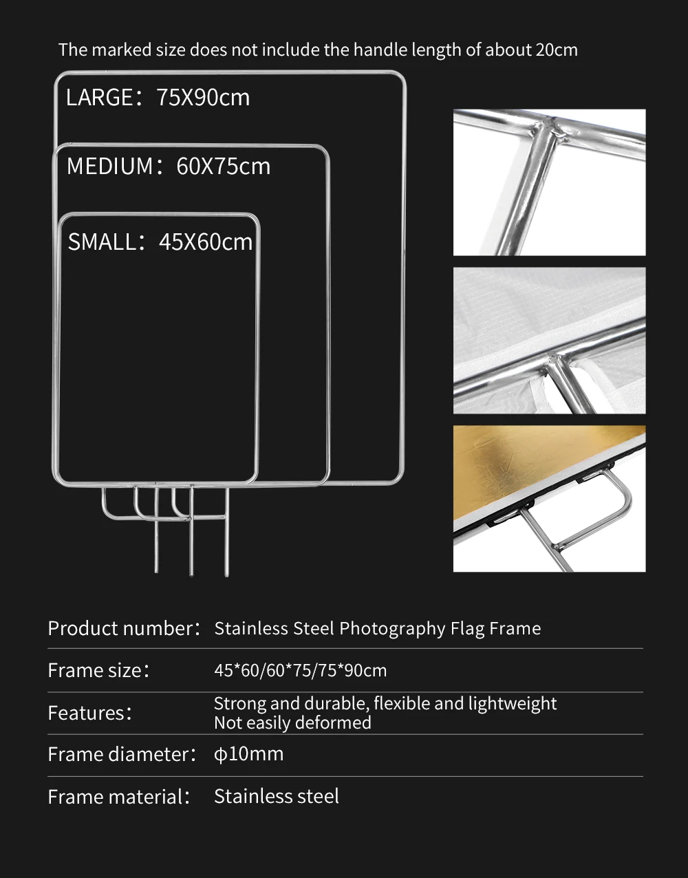 meking pro video studio painel de bandeira inoxidável refletor difusor frete grátis