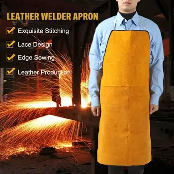 Leather Welder Apron Heavy Duty Flame Retardant Welding Work Apron Unisex Adjustable Work Shop Protective Clothing 5