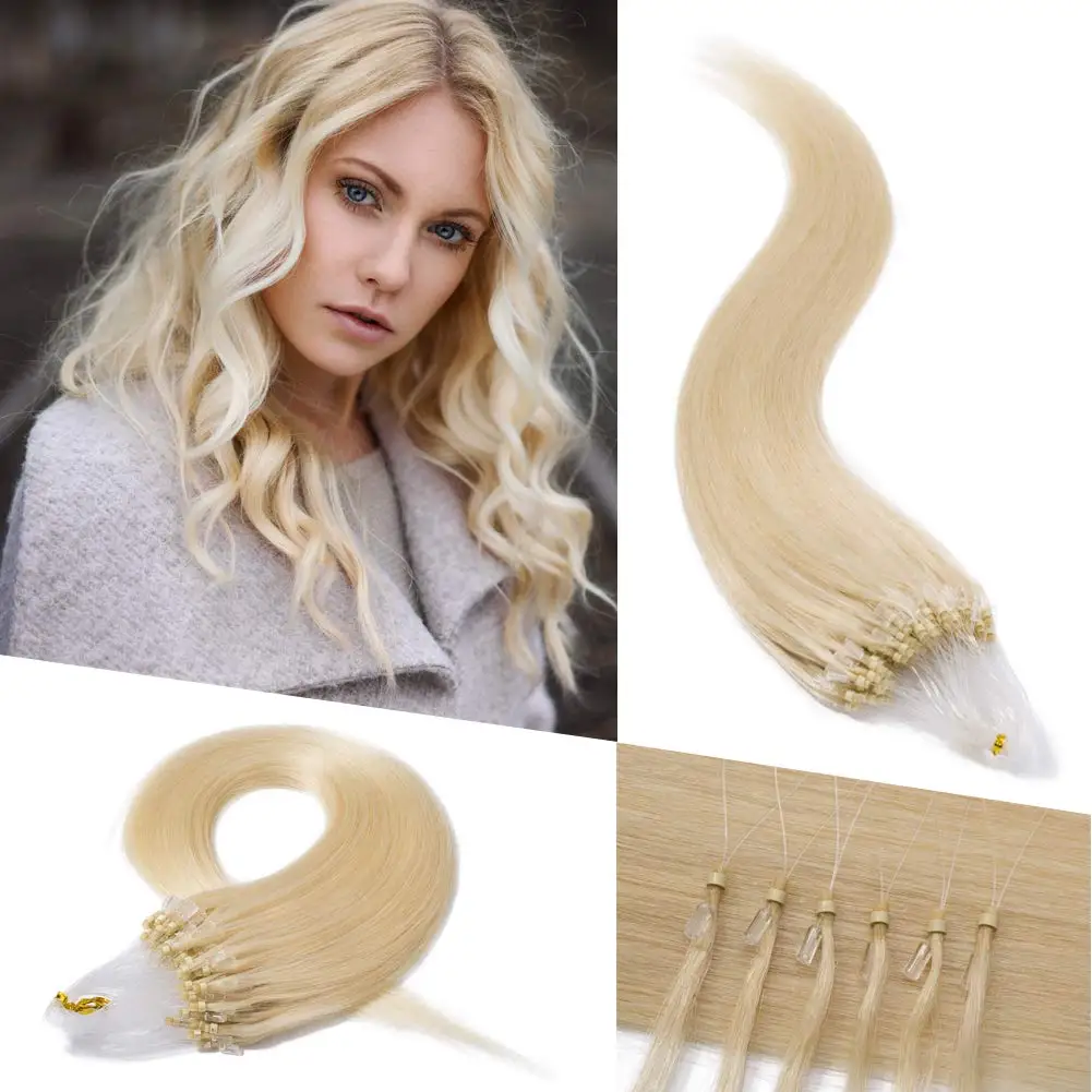 MicroLoopHairExtensionsHumanHair60BlondeMicroLinksHair