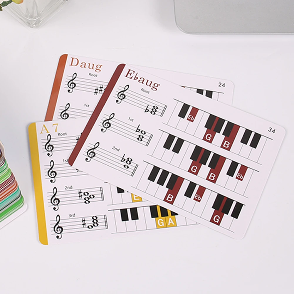 Flash Cards for 120 Chords with Piano Chords Chart Fun Educational Flashcards for Beginner Seasoned Player Music Theory Teacher