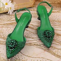 2025 Women's Green High Heels - Italy-Inspired Rhinestone Pointed-Toe Design for Gorgeous Parties | Plus Size Available - Image 5