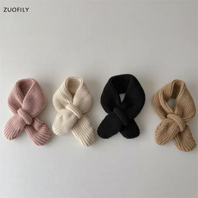 Soft Knitted Kids Scarf Winter Warm Infant Toddler Neck Warm Fashion Children Girl Boy Scarves Baby Bib Solid Color Neckerchief baby scarf,kids hat scarf set