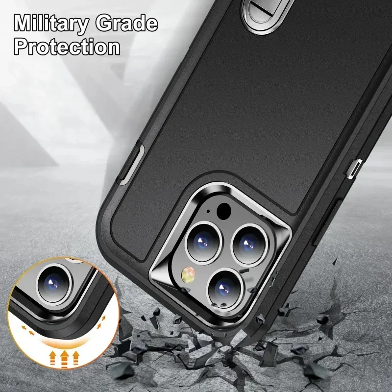 PKCASE Coque antichoc robuste pour iPhone 16 15 14 13 12 11 Pro Max PLUS avec support en métal pour iPhone Coque rigide_voghion.com