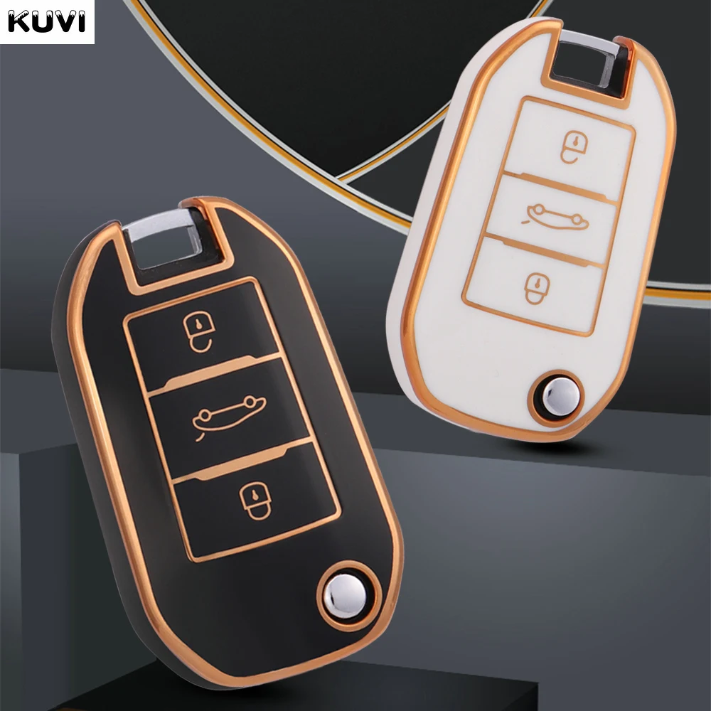 TPU Car Flip Key Case Cover Shell For Peugeot 208 3008 308 508 408 2008 307 4008 For Citroen C4 C3 C6 CACTUS C8 Keyless Fob key case key case cover car key shell