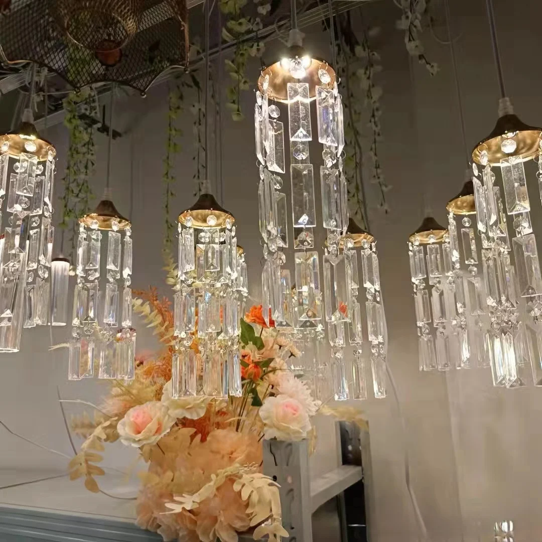 10 Heads Acrylic Crystal Chandelier Ice Strip Ceiling Hanging Stage