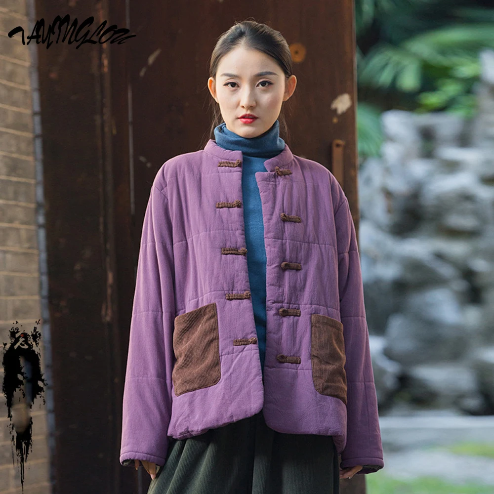 

Jacket For Women 2023 Winter Cotton Linen Coats Cotton-Padded Jackets Thickened Casual Basics Outerwear Literary Lady Clothing