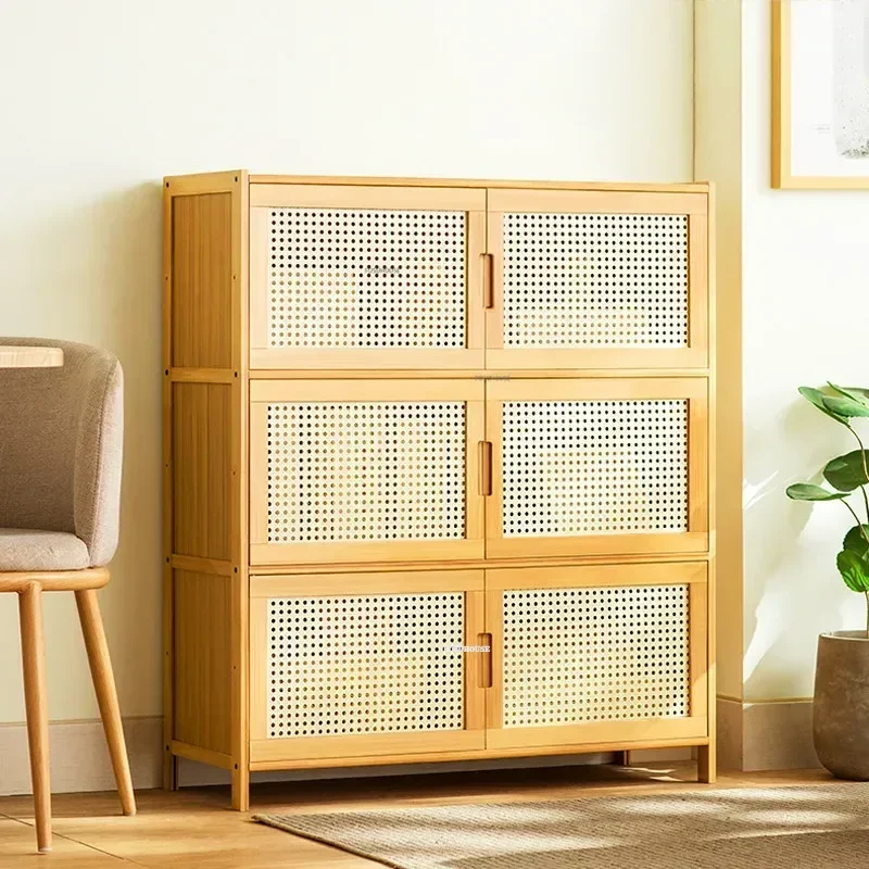 Modern Bamboo Living Room Cabinet Bedroom Changhong Glass Door Layered Shelf Home Living Room Furniture Stand Cabinet Z
