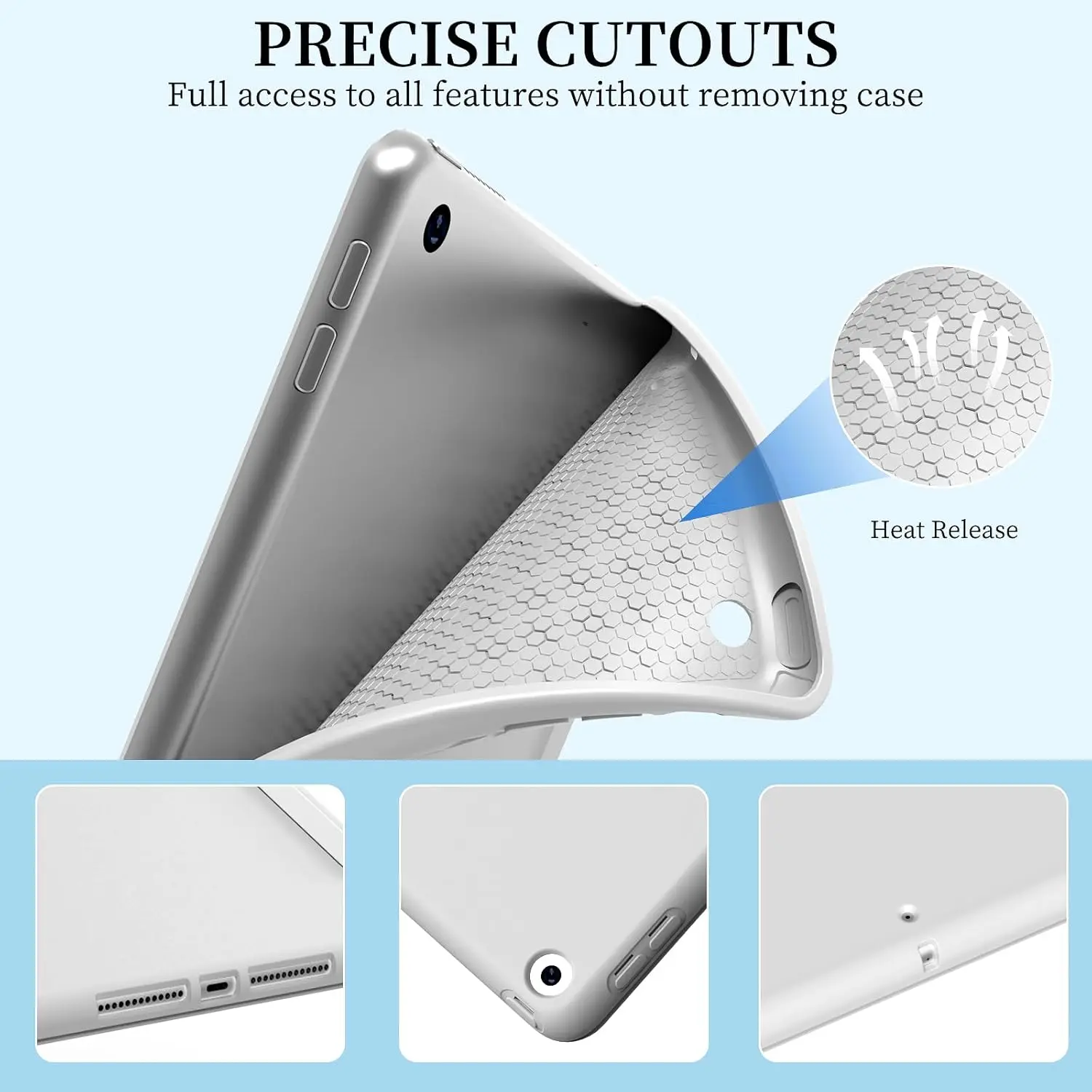 Premium PU Leather Tri-fold Flip Stand Tablet Case - Soft Cover