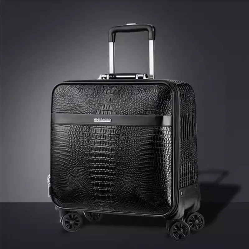 Suitcase New Alligator Print 20 Inch Horizontal Travel Boarding Box 24 Inch Leather Box Men's Business Password Luggage Trunk