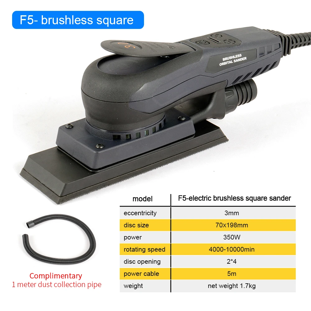 Square Brushless Orbital Sanders Various Speed Electric Brush Orbital Sander Machine For Car Detailing Wood Sanding