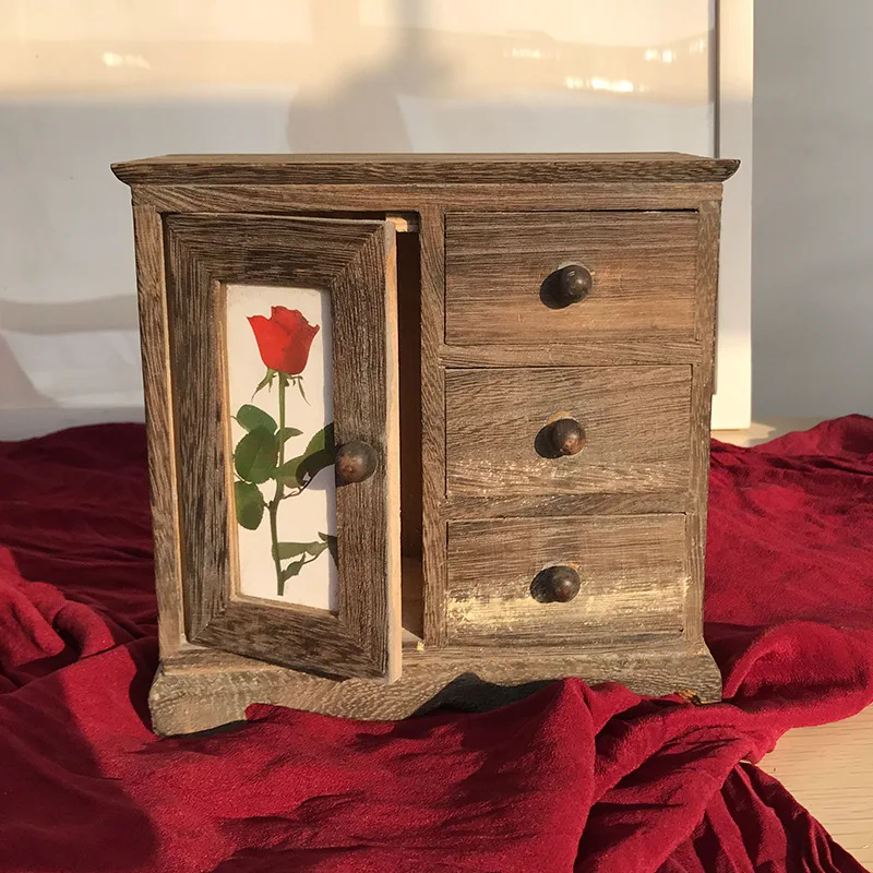 Retro Old Storage In Legno Coreano Ins Cabinet Tipo Di Cassetto Rack Per Profumo Da Tavolo Scatola Cosmetica Cassetto Da Scrivania 2. 0351Desdable