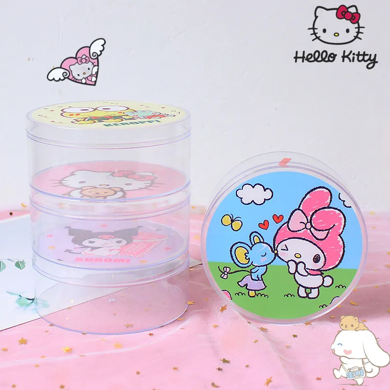 2 Size Cartoon Kuromi Hello Kitty Round Storage Box Gift Anime Kawaii