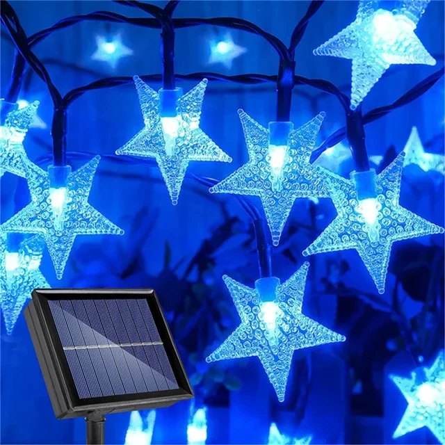 Solar-Powered Twinkling Star Fairy Lights - Waterproof Outdoor Decoration