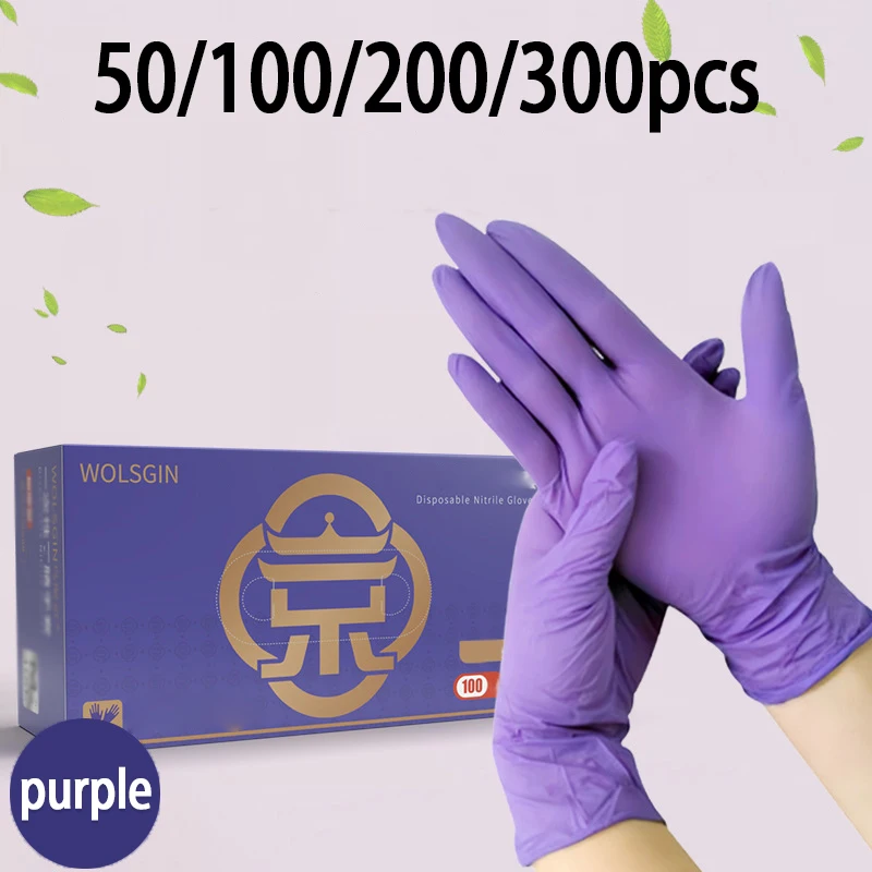 Disposable Nitrile Gloves 50/100/200/300pcs Household Catering Dishwashing Oil Resistant Hair Dye Tattoo