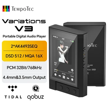 TempoTec V3 HIFI 음악 플레이어, MP3 휴대용 DAP 4.4mm 및 3.5mm, 듀얼 DAC AK4493SEQ DSD512 와이파이 양방향 블루투스 MQA16 TIDAL Qobuz