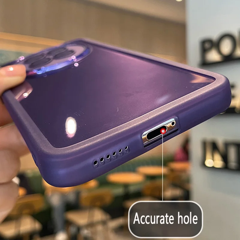 Étui Transparent à cadre mat pour caméra OPPO A78 A77 A57S A17 A54S A53 A16 A72 A77S A92 A96 A55 A54 4G A15 FindX3Lite_voghion.com