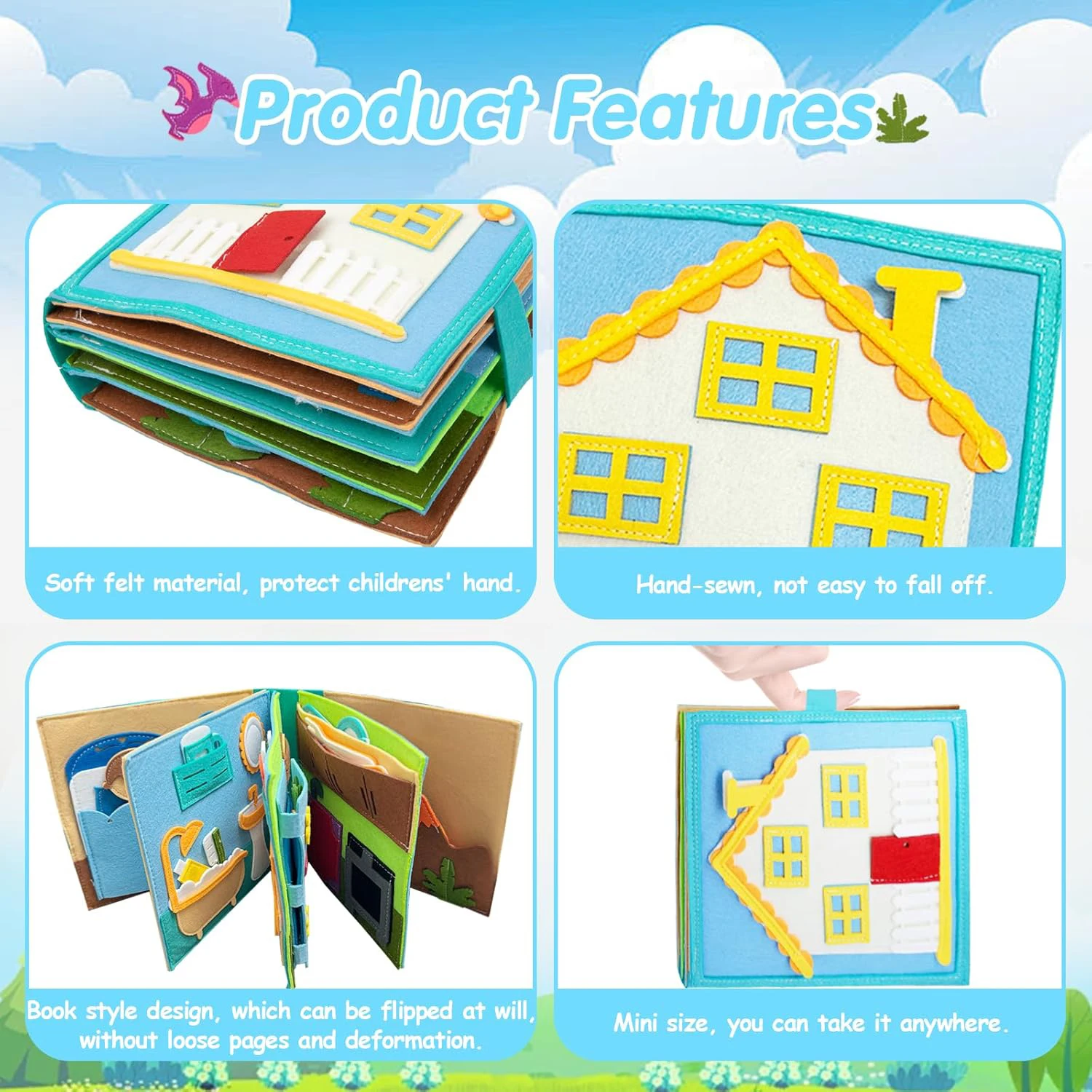 Montessori Felt Busy Quiet Book Educational Daily Learning Toy_voghion.com