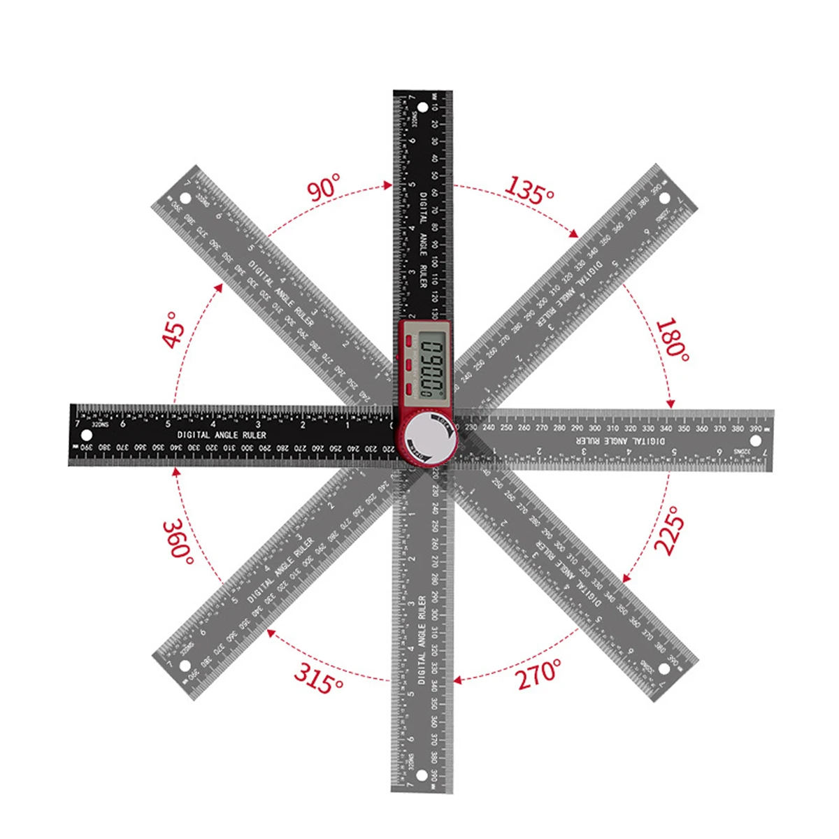 2-in-1 Digital Angle Ruler Large Screen Display Steel 0-360°(200mm) Protractor Precision Adjustable Angle Measurement Tools 1Pc 6