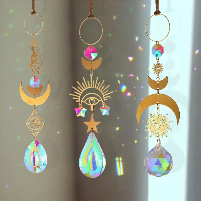 Napfogó Crystal Rainbow Prisma Wind Chimes Devil'S Eye Boszorkány Lógó Dekoráció Kristály Medál Autó Báj Kert
