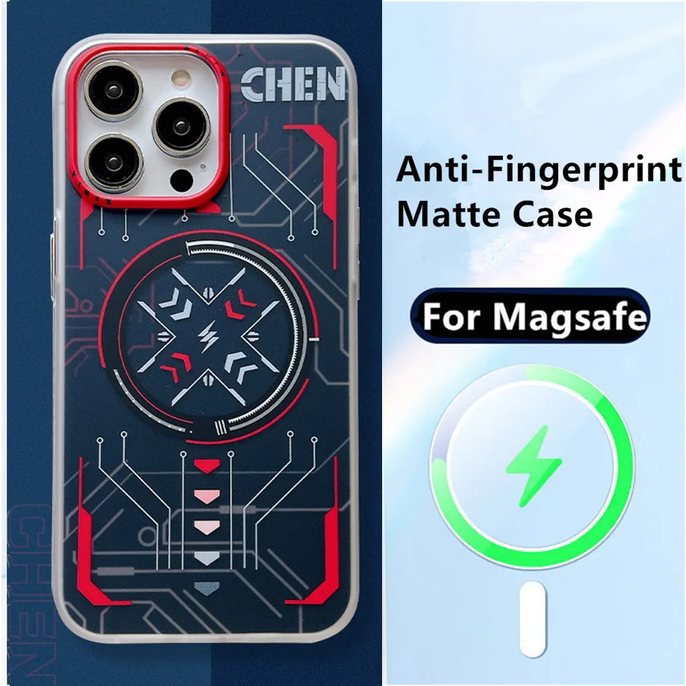 

Mechine Armor Texture Magnetic Wireless Charging Phone Case For iPhone 14 13 Pro Max Matte Anti-fingerprint Hard PC Armor Cover
