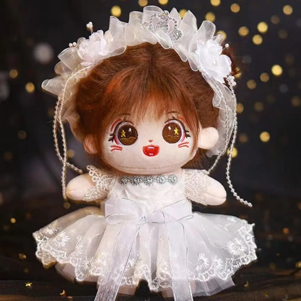 Wedding Dress 20cm Cotton Doll Clothes Dress Up White Gauze Skirt Cotton Doll Outfit Dress Mini Cute 20cm Doll Flower Dress