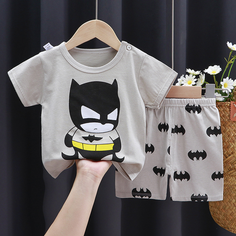 Summer Baby Suit Boys Cartoon Print T-shirt Tops Shorts Cotton Cute Tops Tracksuits Kids Short Sleeve Tees Shorts 0-4 Years
