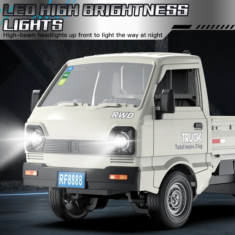 2.4GHz 1/16 4WD RTR RC simulation micro card truck model with lighting remote control car adult children toy gift 4