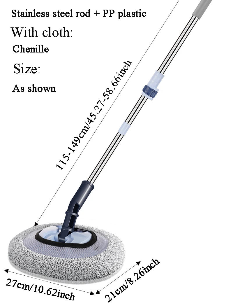 Gebogene Stange, spezielle Teleskop-Autowaschanlage, Mikrofaser-Spin-Mop, beschädigt nicht, Kit Wasborstel Chenille, Mikrofaser 15 ° Abgewinkelt lang – Detail 17