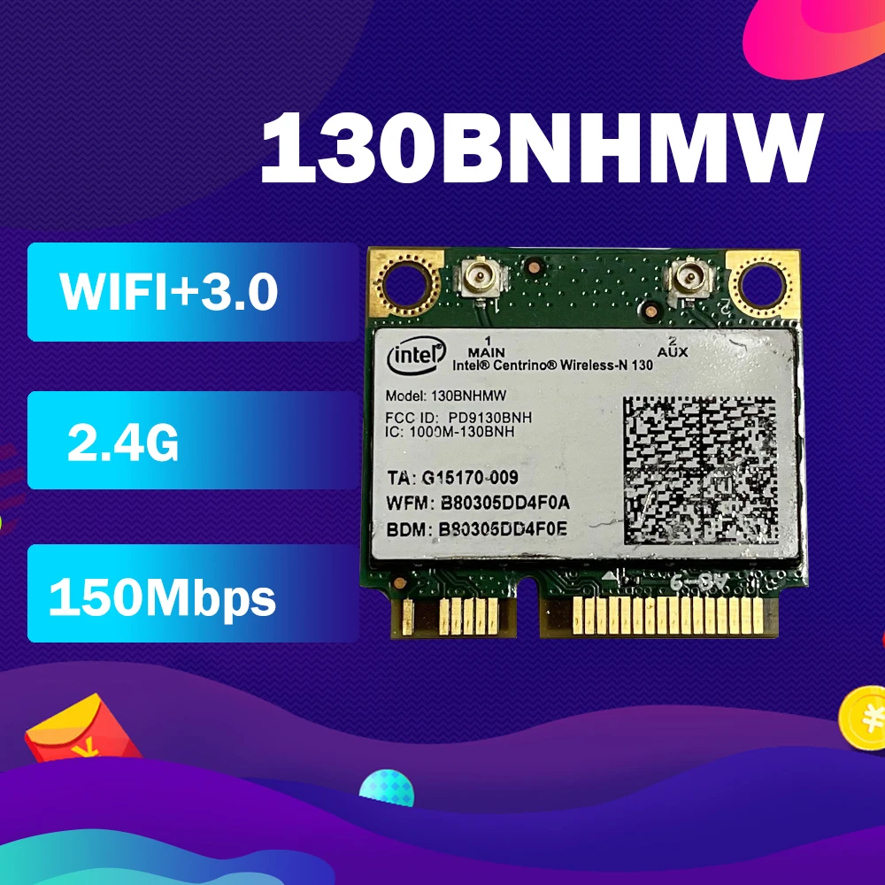Intel Centrino Wireless N130 130BNHMW 150Mbps + bluetooth3.0 하프 미니 PCI ...