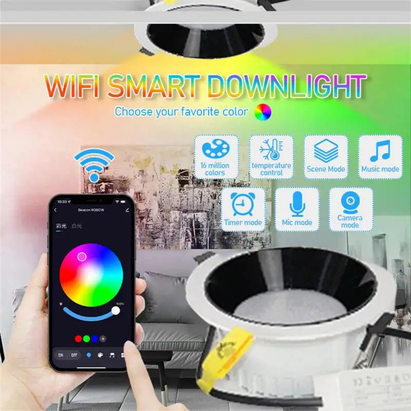 스마트 LED 다운라이트, 알렉사 홈 스마트 천장 조명, 음성 제어 스마트 홈, Rgb, Ww, Cw, 110V, 220V, 4 인치
