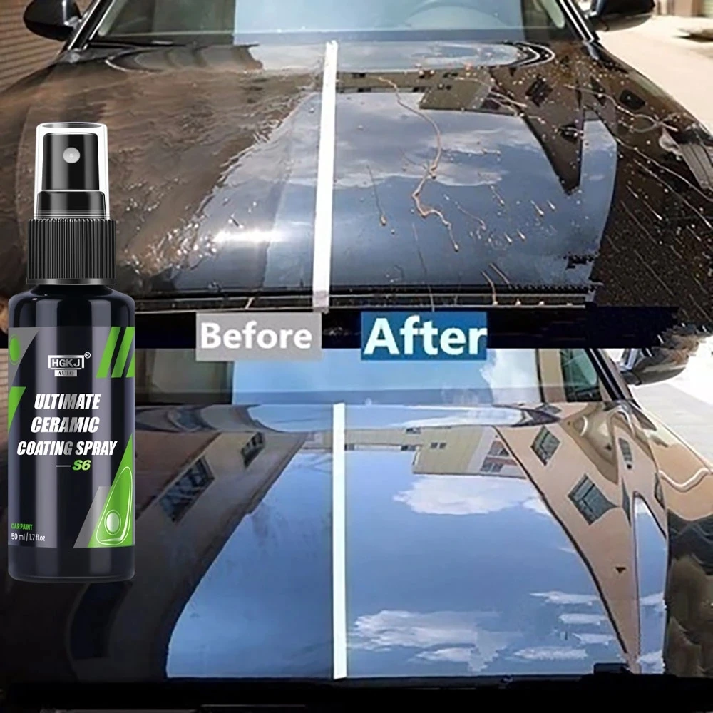 HGKJ S6 Ultimate Car Paint Polish Quick Ceramic Hydrophobic Coating Waterless Wash Spray Paint Sealant Auto Detail Protection car coating spray car coating agent