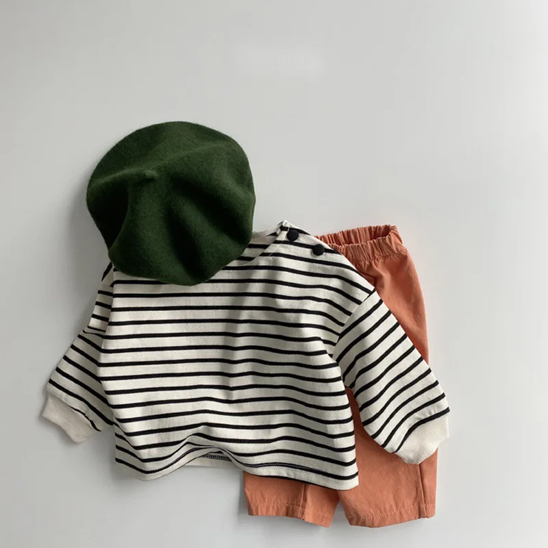 Description Picture 3 of itemFashion Baby Girl Striped T Shirts Cotton Long Sleeve Tops For Boys Infant Kids Loose Tees Baby Casual Pullover Clothes