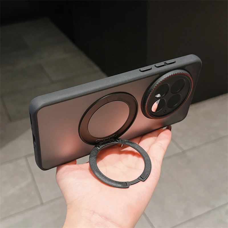 Luxury Matte Magnetic Wireless Charging Case Cover with Bracket Holder