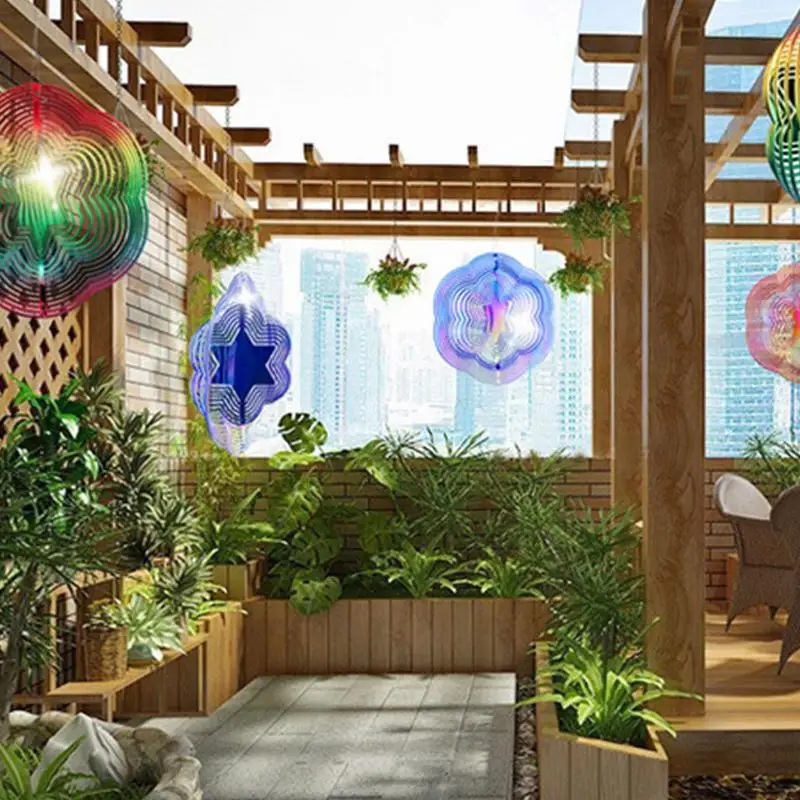 

Гексаграмма, блестящий ветряной Спиннер из АБС-пластика, 3D ветряной Ловец, вращающийся колокольчик-колокольчик для сада, балкона, украшение для дома, подарок