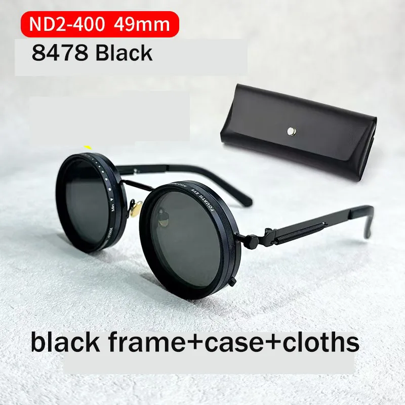 Hand made ND9 Retro Punk Polarized Men Round Adjustable