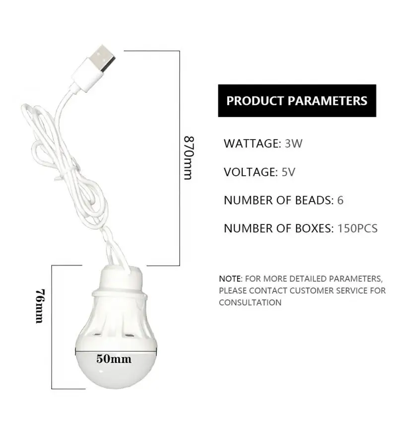 Led Light Book Light Mini Led Light USB LED Bulb 3W Portable LED Lamp 5V Book Lights Energy Saving Emergency Lamp Outdoor Camping Light Indoor Reading Light Bulb